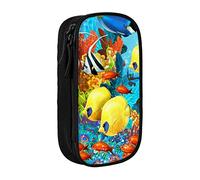 Oudrspo Grand étui à Crayons imprimé Poisson de mer de l'océan Tropical, Pochette à Crayons Durable, Sac de Papeterie Portable, Organisateur de Papeterie