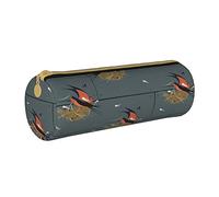 Oudrspo Hirondelle Rustique dans Une Pochette à Crayons en Cuir imprimé Graphite, Sac de Papeterie Portable, étui de Papeterie Organisateur, Unisexe