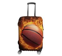 Oudrspo Housse de Valise élastique Lavable, Motif Basketball en feu, Protection Anti-Rayures pour Bagage Cabine, 48-81 cm (19-32 Pouces).