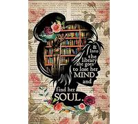 Oudrspo Into The Library Girl Love Books Art mural vintage, amoureux des livres, affiche de dictionnaire de livres, panneau en métal vintage, décoration de salon pour filles, 15 x 20 cm