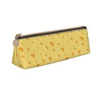 Oudrspo Jaune Fromage Motif Trousse À Crayons Sac À Cosmétiques Stylo Poche en Cuir Triangle Sac De Rangement À Glissière Papeterie Organisateur pour Adultes Bureau