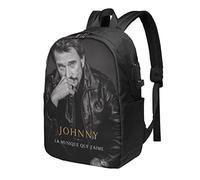 Oudrspo Johnny Leo Smet Hallyday 17 Inch Laptop Backpack for Men Fashion Computer Work Bag, Large Capacity Backpack with USB Port, College Daypack Business Travel Backpack