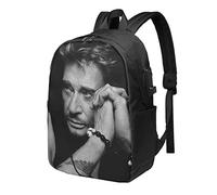 Oudrspo Johnny Leo Smet Hallyday 17 Inch Laptop Backpack for Men Fashion Computer Work Bag, Large Capacity Backpack with USB Port, College Daypack Business Travel Backpack
