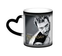 Oudrspo Johnny Leo Smet Hallyday Tasse à café en céramique à changement de couleur dans le ciel Tasse à thé magique Sensible à la chaleur Unique Nouveauté Drôle pour femmes filles Cadeau