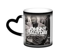 Oudrspo Johnny Leo Smet Hallyday Tasse à café en céramique à changement de couleur dans le ciel Tasse à thé magique Sensible à la chaleur Unique Nouveauté Drôle pour femmes filles Cadeau