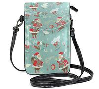 Oudrspo Joyeux Noël Kriss Kringle Bandoulière Téléphone Bourse Petit Mini Sac À Bandoulière Téléphone Portable Pochette en Cuir Portefeuille pour Femmes Filles