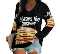 Oudrspo Le Sandwich au Fromage grillé est la réponse. T-Shirt à Manches Longues pour Femme, Tunique décontractée, Coupe Ample.