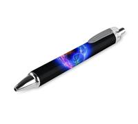 Oudrspo Lot de 2 stylos à bille rétractables à encre gel lisse avec lumières flammes de 0,5 pour l'école, le bureau, le basket-ball, motif flammes noires