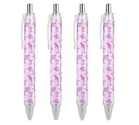Oudrspo Lot de 4 stylos à bille rétractables à encre gel avec motif de dauphins mignons noirs - Pointe fine de 0,5 mm - Pour l'école, le bureau