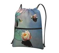 Oudrspo Lotus Flower Painting Outdoor Leisure Zipper Drawstring Backpack =>> 15,3 X 18in/ 39 X 46cm (LXH), Bon pour les voyages, les bagages à main, les bagages, le camping
