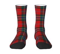 Oudrspo Maclean Clan Tartan Red, Green and Blue Plaid Men & Women Crew Socks, Tartan Plaid Novelty Fashion Casual Crew Tube Sock Athletic Sports Dress Chaussettes