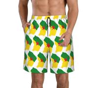 Oudrspo Maillot de Bain Homme à séchage Rapide, Motif Drapeau de la Guyane.