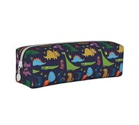 Oudrspo Mignon Animal Dinosaure Impression Crayon Pochette Ronde Stylo étui Portable Crayon Sac en Cuir Organisateur avec Fermeture éclair cosmétique Pochette Sac