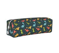 Oudrspo Mignon Animal Dinosaure Impression Crayon Pochette Ronde Stylo étui Portable Crayon Sac en Cuir Organisateur avec Fermeture éclair cosmétique Pochette Sac