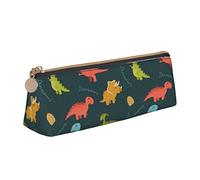 Oudrspo Mignon Animal Dinosaure Impression Crayon Pochette Triangle Stylo étui Portable Crayon Sac en Cuir Organisateur avec Fermeture éclair cosmétique Pochette Sac