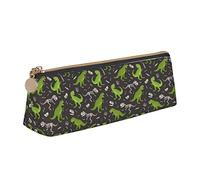 Oudrspo Mignon Animal Dinosaure Impression Crayon Pochette Triangle Stylo étui Portable Crayon Sac en Cuir Organisateur avec Fermeture éclair cosmétique Pochette Sac