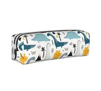 Oudrspo Mignon Dessin animé Dinosaure Crayon Pochette Ronde Stylo étui Portable Crayon Sac en Cuir Organisateur avec Fermeture éclair cosmétique Pochette Sac