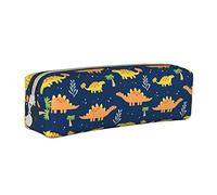 Oudrspo Mignon Dinosaure et Motif de Feuilles (5) Pochette à Crayons étui à Stylo Rond Sac à Crayons Portable Organisateur en Cuir avec Fermeture à glissière Sac Pochette cosmétique