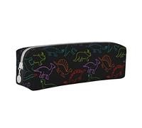 Oudrspo Mignon Dinosaure Impression Crayon Pochette Ronde Stylo étui Portable Crayon Sac en Cuir Organisateur avec Fermeture éclair cosmétique Pochette Sac