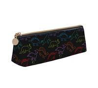 Oudrspo Mignon Dinosaure Impression Crayon Pochette Triangle Stylo étui Portable Crayon Sac en Cuir Organisateur avec Fermeture éclair cosmétique Pochette Sac