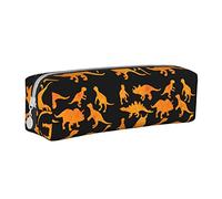 Oudrspo Mignon Dinosaure Poulet pépites Pochette à Crayons étui à Stylo Rond Portable Sac à Crayons Organisateur en Cuir avec Fermeture à glissière Sac Pochette cosmétique