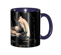 Oudrspo Mug à café en céramique bicolore Drummer (325 ml), style classique, avec anse ronde, compatible micro-ondes et finition lisse et brillante, idéal pour le bureau et la maison.