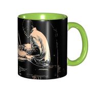 Oudrspo Mug à café en céramique bicolore Drummer (325 ml), style classique, avec anse ronde, compatible micro-ondes et finition lisse et brillante, idéal pour le bureau et la maison.