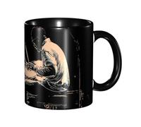 Oudrspo Mug à café en céramique bicolore Drummer (325 ml), style classique, avec anse ronde, compatible micro-ondes et finition lisse et brillante, idéal pour le bureau et la maison.