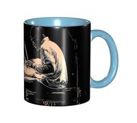 Oudrspo Mug à café en céramique bicolore Drummer (325 ml), style classique, avec anse ronde, compatible micro-ondes et finition lisse et brillante, idéal pour le bureau et la maison.