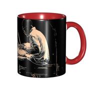 Oudrspo Mug à café en céramique bicolore Drummer (325 ml), style classique, avec anse ronde, compatible micro-ondes et finition lisse et brillante, idéal pour le bureau et la maison.