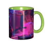 Oudrspo Mug à café en céramique bicolore Rock and Roll (325 ml), style classique, avec anse ronde, compatible micro-ondes et finition lisse et brillante, idéal pour le bureau et la maison.