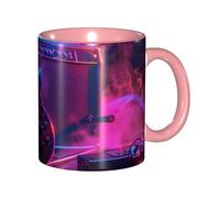 Oudrspo Mug à café en céramique bicolore Rock and Roll (325 ml), style classique, avec anse ronde, compatible micro-ondes et finition lisse et brillante, idéal pour le bureau et la maison.