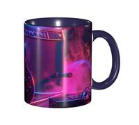 Oudrspo Mug à café en céramique bicolore Rock and Roll (325 ml), style classique, avec anse ronde, compatible micro-ondes et finition lisse et brillante, idéal pour le bureau et la maison.