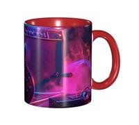 Oudrspo Mug à café en céramique bicolore Rock and Roll (325 ml), style classique, avec anse ronde, compatible micro-ondes et finition lisse et brillante, idéal pour le bureau et la maison.