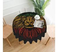 Oudrspo Nappe Ronde Rasta Lion Roots Rock Reggae étanche à l'eau pour Table intérieure extérieure 60 Pouces