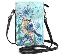 Oudrspo Noël Oiseau Cerise Bandoulière Téléphone Bourse Petit Mini Sac À Bandoulière Téléphone Cellulaire Pochette en Cuir Portefeuille pour Femmes Filles