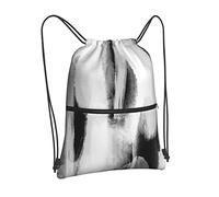 Oudrspo Noir blanc coups de pinceau cordon sac à dos sac cordon fermeture éclair sac à dos Sport Gym voyage Yoga sac à dos pour hommes femmes