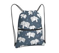 Oudrspo Origami Éléphant Gris Cordon Sac À Dos Sac Cordon Fermeture Éclair Sac À Dos Sport Gym Voyage Yoga Sac À Dos Pour Hommes Femmes