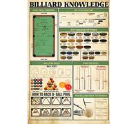 Oudrspo Panneau en étain en métal Vintage sur les connaissances du billard, affiches de Guide pédagogique, Club de piscine, Bar, café, salle de décoration murale, Plaque 8x12 pouces