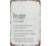 Oudrspo Panneau en métal imprimé Hygge définition rétro, décoration de salle de classe, affiche de salle de classe, dortoir, art pour enfants, Plaque personnalisée en métal 12x16 pouces