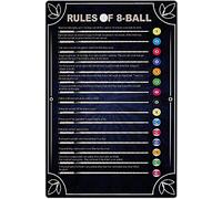 Oudrspo Panneau métallique en étain avec règles de 8 boules, Vintage, Guide du débutant, affiches de billard, salle de billard, salle de billard, Club, maison, décoration murale, Plaque 12x16 pouces
