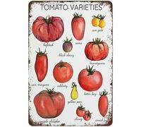 Oudrspo Panneau vintage en étain pour variétés de tomates, décoration murale pour la maison, les restaurants, la cuisine, les cafés, les magasins, les pubs, les clubs, affiche, cadeau, 20,3 x 30,5 cm