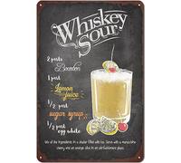 Oudrspo Panneaux en métal pour Cocktail, whisky Sour, recettes de Cocktail, affiche rétro, panneaux de Bar pour la maison, Bar, Club, cuisine, café, décoration murale, 8x12 pouces