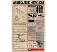 Oudrspo Panneaux métalliques de connaissance du wakeboard, affiches de Guide des essentiels du wakeboard rétro, décoration murale de la salle de la maison, du Club, 8x12 pouces