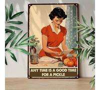 Oudrspo Plaque en métal aluminium vintage « N'importe quand est un bon moment pour un cornichon » 20 x 15 cm, affiche murale décorative, nouveau