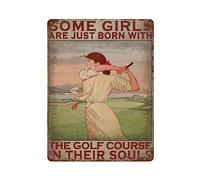 Oudrspo Plaque en métal épais vintage Certaines filles sont juste nées avec le parcours de golf dans leurs âmes