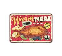 Oudrspo Plaque en métal escalope de boeuf frit avec pommes de terre au four Vintage étain affiche métal signe décoration murale pays cuisine maison Garage décor 20,3 x 30,5 cm