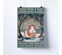 Oudrspo Plaque en métal vintage, affiche « Une fille qui aime vraiment le cochon d'Inde », « Il était une fois, une jolie Guinée », plaque fantaisie, plaque murale en métal vintage, 20,3 x 30,5 cm