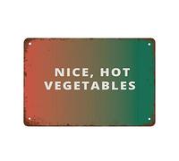 Oudrspo Plaque en métal vintage « Only Nice Hot Vegetables » - Décoration murale orange et verte - Pour la maison, la cuisine, le bar, le café, le garage - 20 x 14 cm