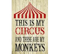 Oudrspo Plaques en métal vintage humoristiques « This Is My Circus And These Are My Monkeys » - Plaque en métal vintage mignonne - Cadeau pour chambre à coucher, café, magasin, garage, 20 x 30 cm